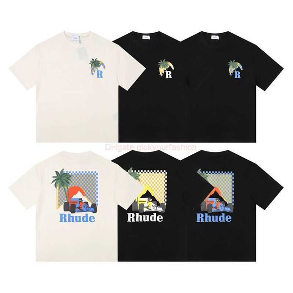 Designer Fashion Clothing Tees Tshirt 2023 Summer New Short Sleeve Rhude Mens Moonlight Tropic Print Tshirt Top Uomo Cotton Streetwear Top Casual Sportswear Rock 25