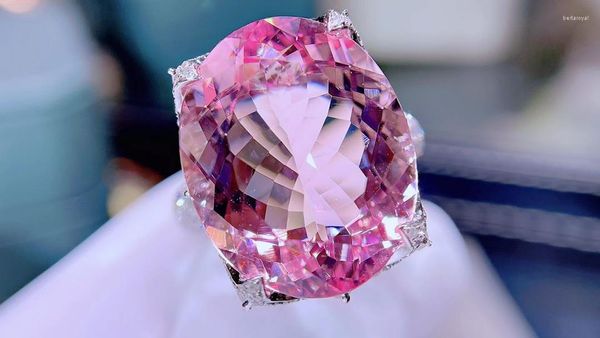 Küme halkaları ince mücevherler 18k altın doğal pembe beril heliodor morganite 17ct değerli taşlar kadınlar için mücevherler