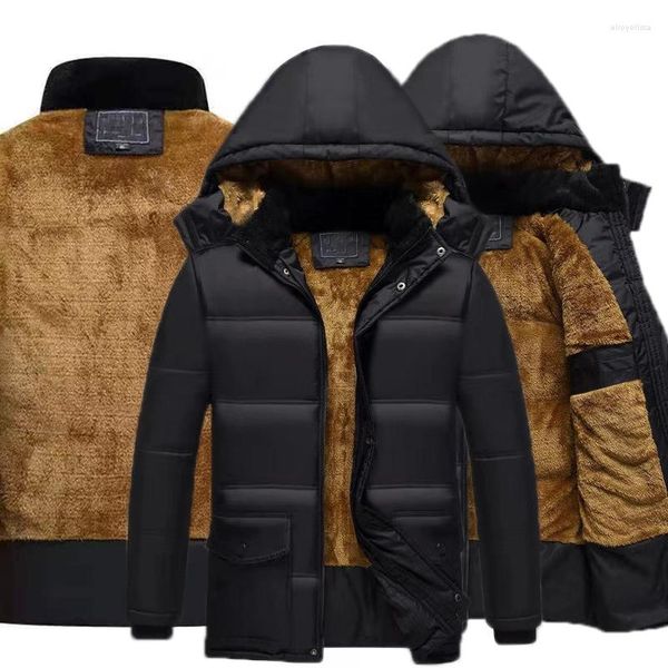 Giù Grado da uomo Addensare Caldo Parka Inverno Casual Giacca Maschile Giacche da Uomo Capispalla Con Cappuccio Più Cappotto di Velluto Cappotti in Pile