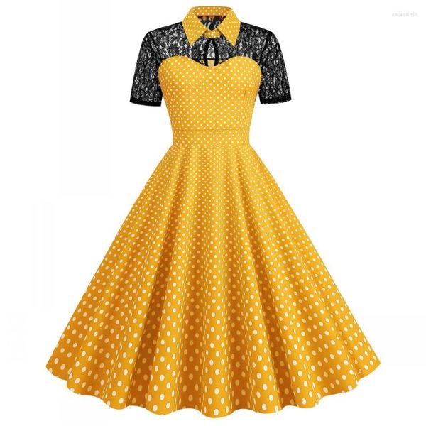 Vestidos casuais Mulheres Pin Pin Up Party Party Dress 2023 Summer Manga curta Rús