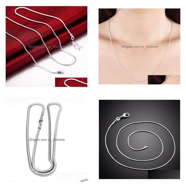 Ketten 1mm 925 Sterling Silber Glatte Schlange für Frauen Pendent Halsketten DIY Schmuck Größe 16 18 20 22 24 26 28 30 Zoll Drop Lieferung Stift Dhz1R