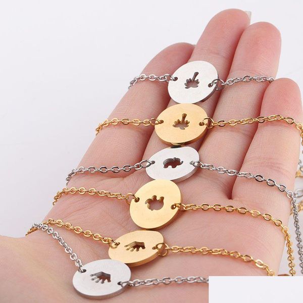 Charm Armbänder Edelstahl Armband für Frauen Gold und Silber Farbe Hohl Elefant Kokosnussbaum Kreis Liebhaber Verlobungsschmuck Dhibp