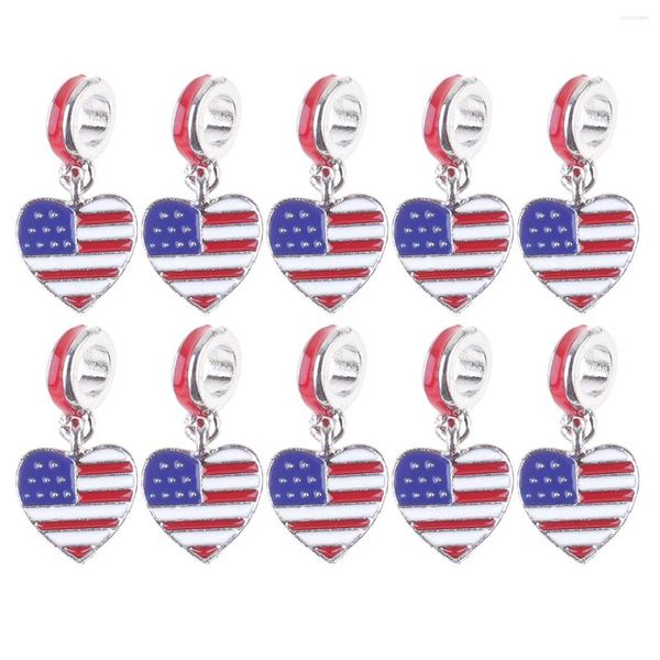 Braccialetti con ciondoli 10 pezzi Bracciale bandiera americana Lega fai da te Catena a mano Gioielli Moda per donne Ragazze Signore (America)