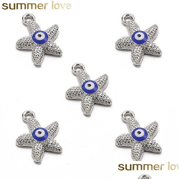 Charms Crystal Starfish Charme Olhos Pingentes de Jóias de Jóias de Jóias de Bracelete Metal Metal Simples Fazendo acessórios por atacado DRO DHMPS