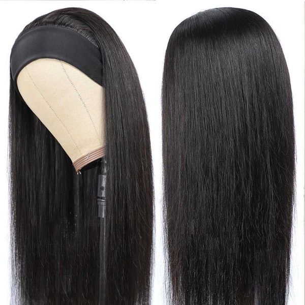 Stirnband-Perücken für Frauen, dickes, federndes schwarzes Haar, gerade Perücken, leimlose synthetische Perücken, Cosplay-Tagesperücken, hitzebeständige Faser, 230524