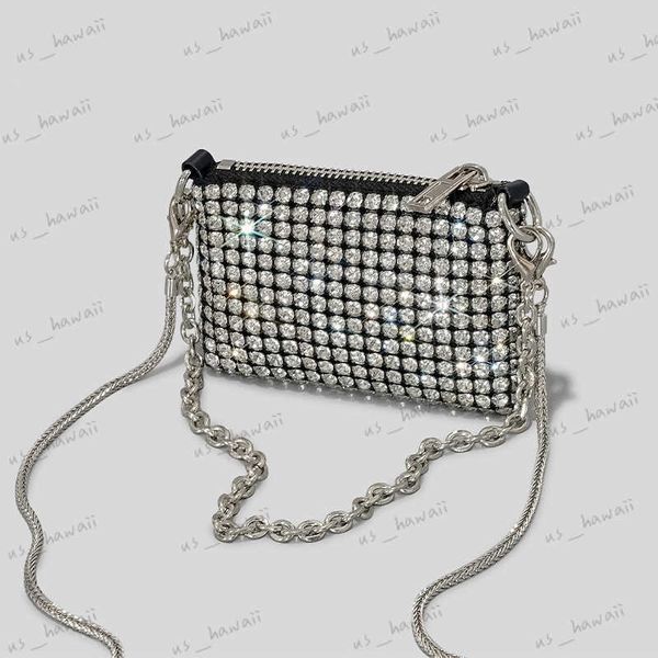 Bolsas de noite diamantes da moda bolsas de moeda shinny shinnystones bolsas de crossbody sparkle cristal malha ombro bolsa de telefone pequena bolsas 2023 T230526