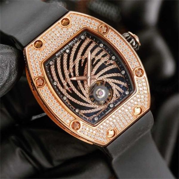 Uomo Top Luxury Richads Orologio Milles Meccanico Mantianxing Tecnologia nera Impermeabile e anti caduta Quadrante grande Quadrante scavato Completamente automatico Gea HB / KR