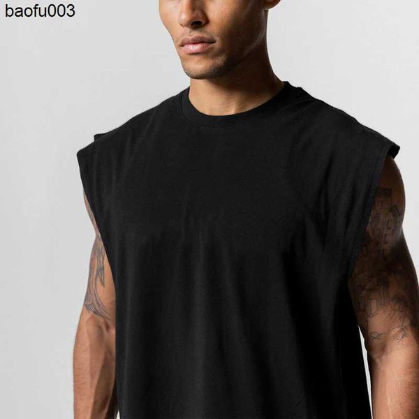 Мужские футболки мужская летняя спортивная рубашка с открытой боковой стороны отрезанные сетчатые футболки без рукавов для мужчин майки