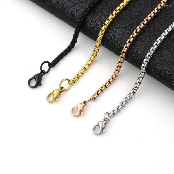 Catene Collana a catena di perle 3mm Oro argento placcato in acciaio inossidabile Lungo Colar Choker Uomo Donna Unisex Collier Jewelry