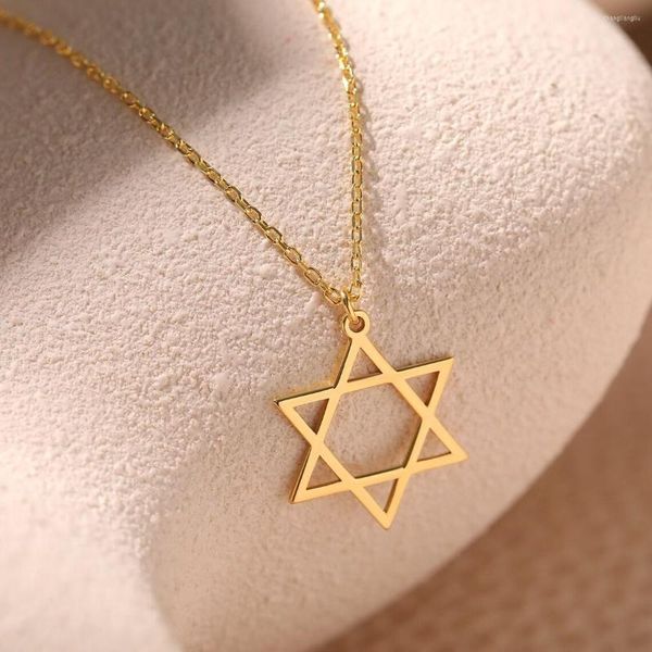 Anhänger Halsketten Trendy Davidstern Halskette Für Frauen Edelstahl Jüdische Symbole Männer Religiöse Amulett Schmuck Geschenke