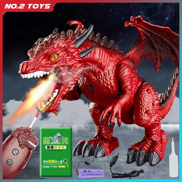 Animais elétricos/rc 2.4g Controle remoto Dinosaur Toys Kids RC Dinosaur Electric Walking Dinosaur Simulation Velociraptor Toy com LED Light Music 230525