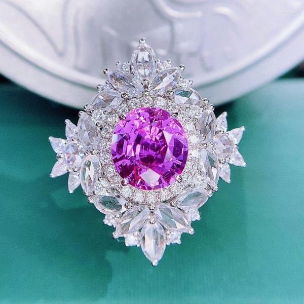 Ringos de cluster hjy egl roxo anel de safira 3,22ct real 18k Gold Natural In unta Gemito Diamonds Stone feminino
