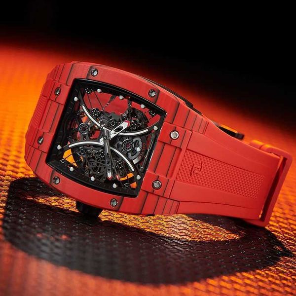 Red richarmill relógios masculinos automáticos oporo relógios de pulso tomada alta esportes novo relógio preto tecnologia mecânica zme5
