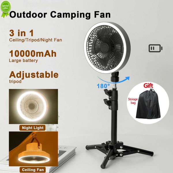 Neue 10000 mAh Wiederaufladbare Tragbare Ventilator Ventilador USB Auto Rotation Stehende Fans Stehen Kühler Schreibtisch Decke für Outdoor Camping