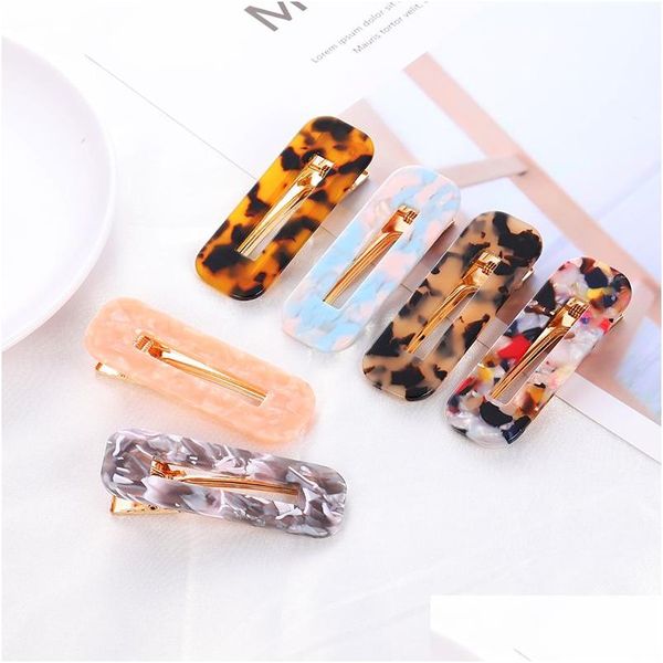 Pinces À Cheveux Barrettes Acrylique Épingles À Cheveux Mode Femmes Creux Géométrique Goutte D'eau Brillant Feuille D'étain Paillettes Filles Accessoires Drop Deliv Dhfox