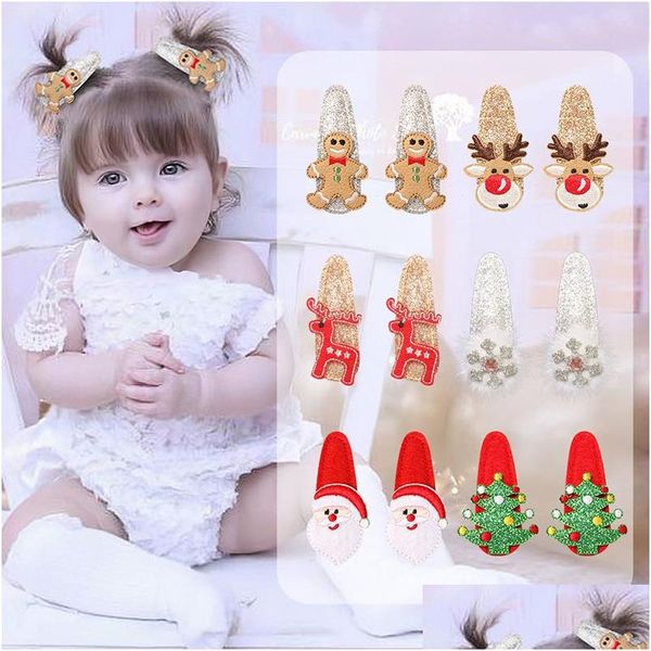 Fermagli per capelli Barrettes Paillettes Natale Bambini Cartoon Bangs Bb Clip Decorazione per feste Tornante Anno regalo Copricapo Drop Delivery Je Dh1Hf