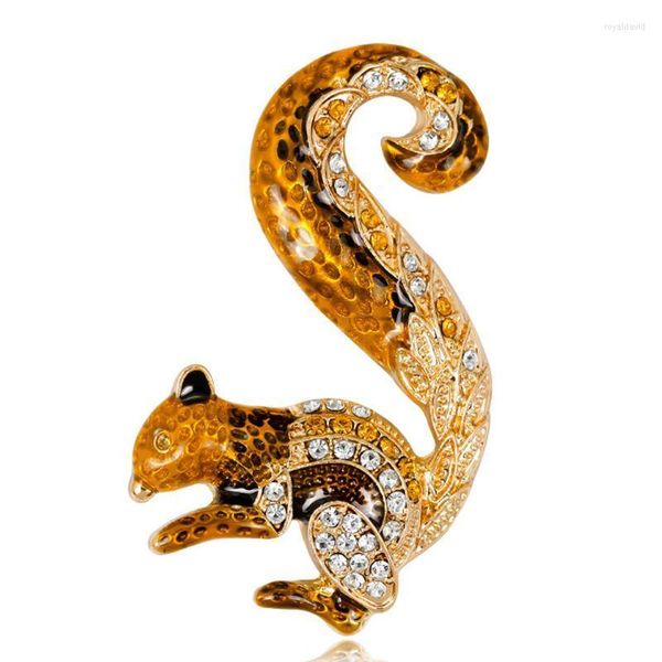 Broschen Pins Zlxgirl Schmuck Braun Schwarz Emaille Eichhörnchen Für Frauen Und Männer Metall Gold Farbe Legierung Tier Party Hijab Zubehör Roya22