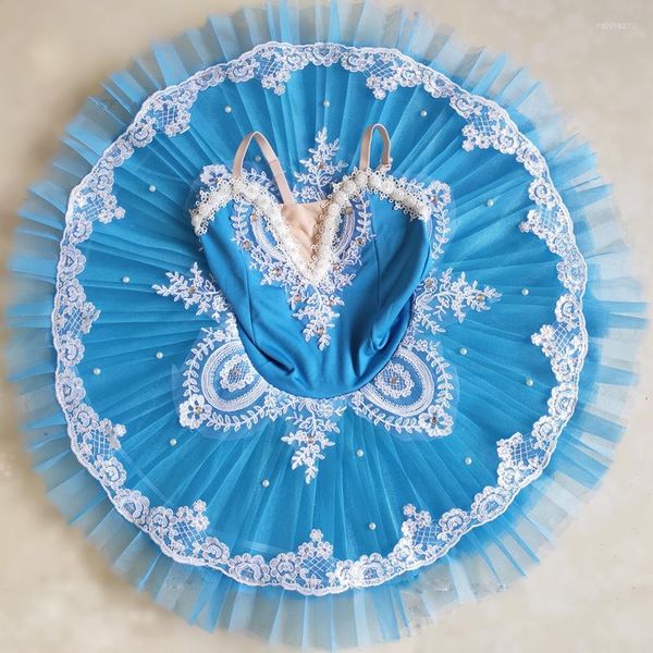 Bühnenkleidung Blau Professionelle Ballerina Ballett Tutu Kinder Mädchen Kinderkostüme für Schwanensee Tanzkleidung Kleid