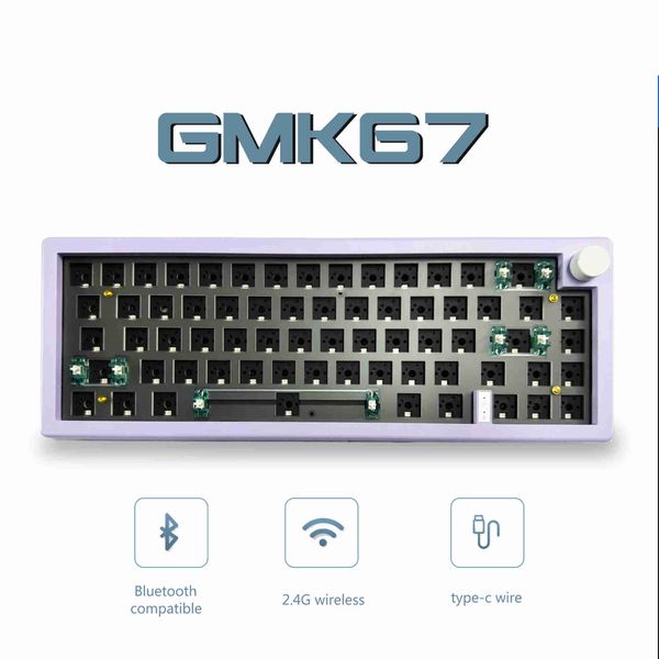 Tastiere Guarnizione Struttura gaming Kit tastiera meccanica Wireless Bluetooth 2.4G 3 modalità Con manopola Tastiera per tablet PC R230824