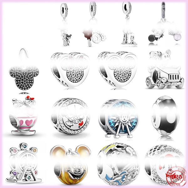 2023 Novo 925 Sterling Silver Pandora Dangle Charm Suspension Suspension Car Ferris Wheel Greads Adequado para colar de pulseira original Produção de jóias DIY