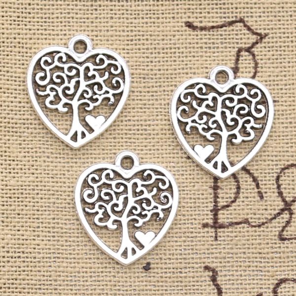 30 Stück Charms Herz Lebensbaum 17x19mm Antik Silber Farbe Anhänger DIY Basteln Entdeckungen handgemachten tibetischen Schmuck machen