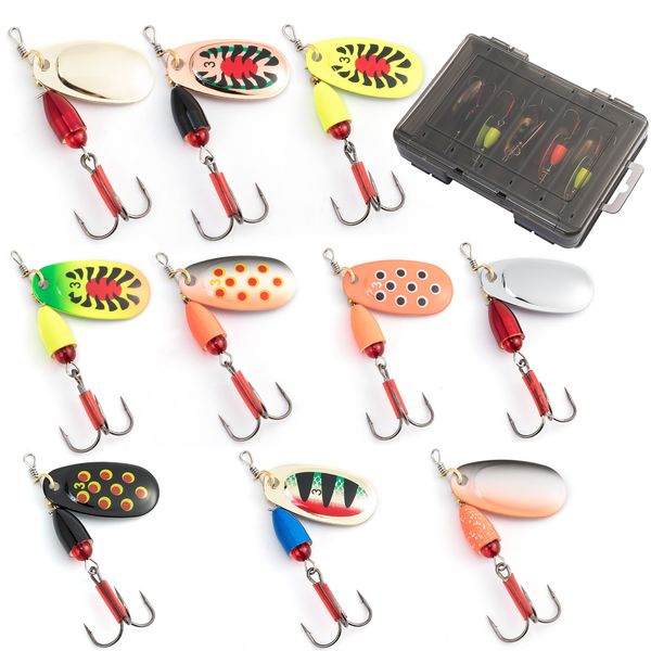 Esche Esche 10 pz/scatola Richiamo di Pesca Metallo Spinner Cucchiaio Set Esche Spinning Esche Artificiali di Acqua Salata 7g Wobblers Crankbaits Bass Trota Persico 230525