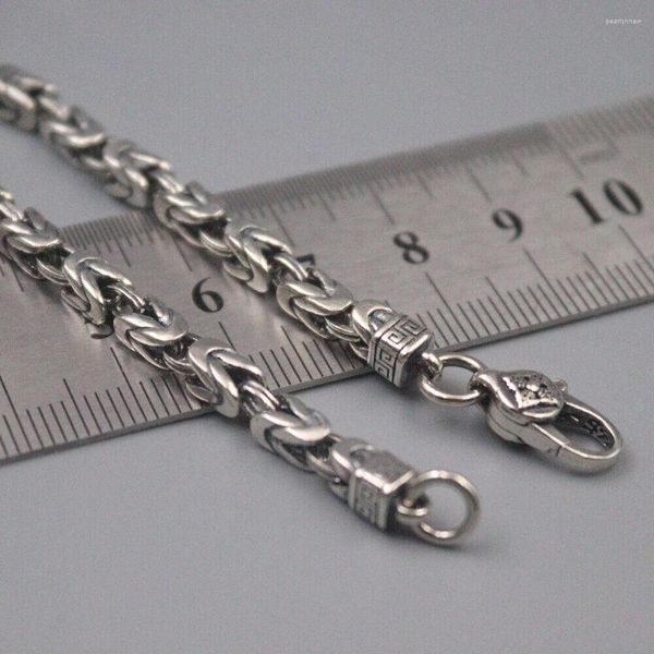 Correntes Real 925 Sterling Silver 4mm Bizantino Colar Chain Charclace 23.6NCH VAJRA CHASP