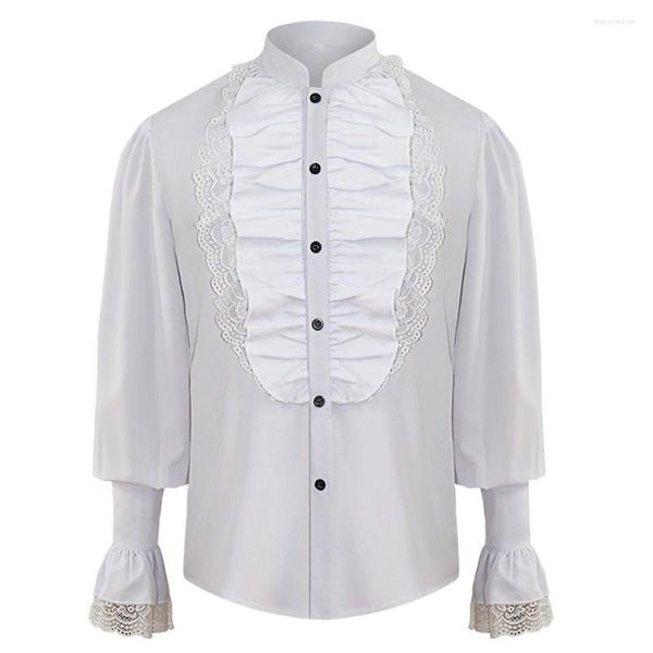 Camicie casual da uomo Camicia da pirata medievale da uomo Rinascimentale Steampunk gotico arruffato Top Uomo Costume cosplay di Halloween Chemise