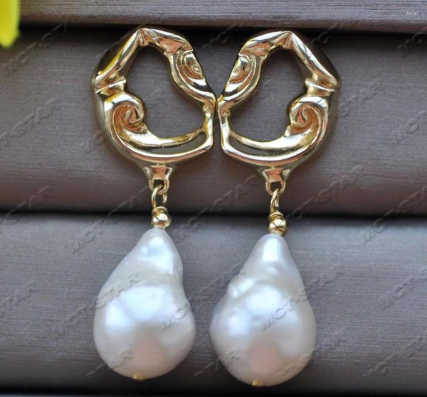 Brincos de Dangle Z11845 Uma lágrima branca de 20 mm Keshi Reborn Pearl Earring