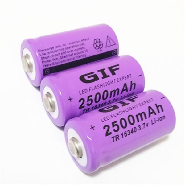 16340 2500mAh 3.7V şarj edilebilir lityum pil, parlak el feneri vb. CR123A Pil,