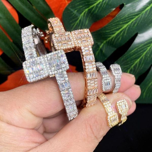 Brangle Sparking Bling 5a Cz Custom Custom Квадратный кубический циркон замороженный браслет для мужчин для мужчин Boy Luxury Geometric Cluster