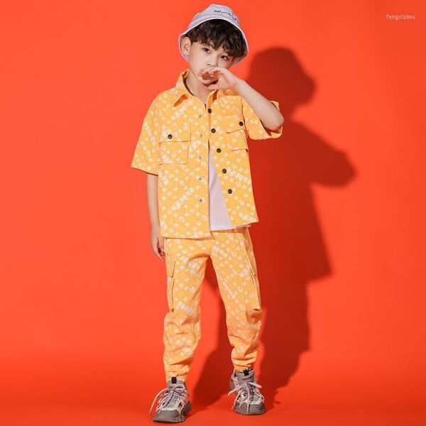 Completi di abbigliamento Costumi di scena Streetwear per bambini Hip Hop Allentato Casual Manica corta Camicia sportiva Pantaloni Bambini Ragazzi Ragazze Tute Camicie