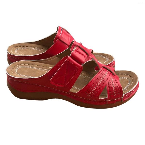 Sandals Magic Sticker Leather Crossing-Tie Breathable para ocasiões casuais férias de praia