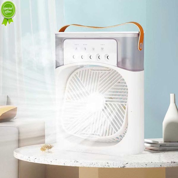 New Portable Water Mist Fun Umidificazione Fan Home Outdoor Spray Fan Ventilatore elettrico Raffreddamento Condizionatore d'aria Umidificatore Luce notturna