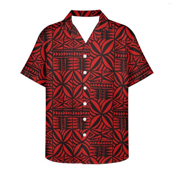 Camicie casual da uomo Tatuaggio totem hawaiano tribale polinesiano Stampe Hawaii Vintage Street Camicia da uomo a maniche corte estiva in materiale sottile