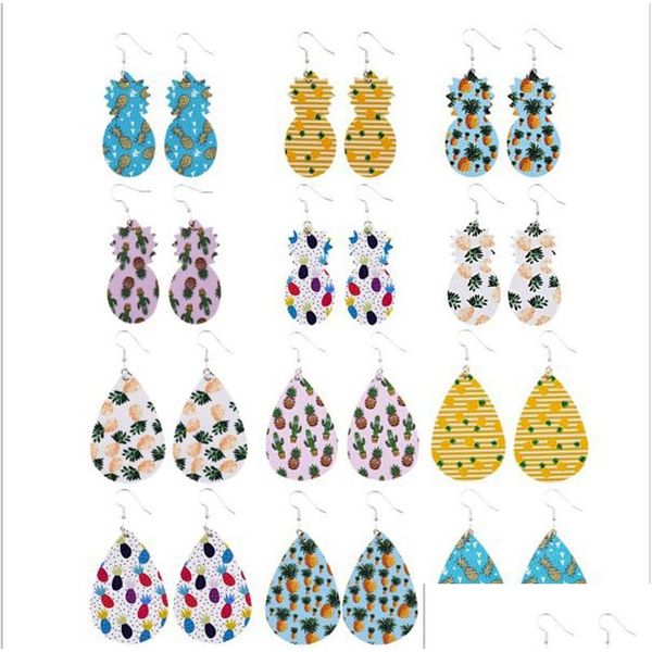 Brincos de couro pu PU de verão Brincos para mulheres Frutas simples Pineapple Drop Jewelry Delivery Dhjre