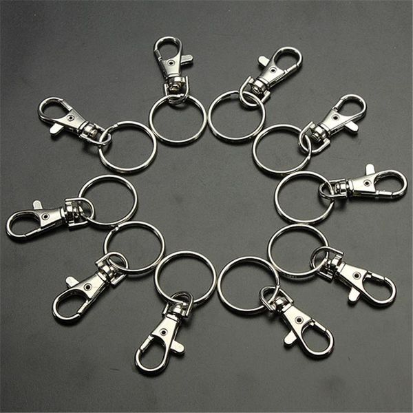 Chaveiros 10pcs/conjunto cadeia -chave Corrente de prata Metal Lagosta Clasp clasp ganchos Acessórios de joias de chaves de chave