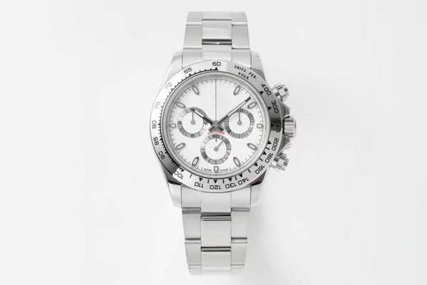 AAA HEN's Watch 40mm White Dail, sem cronógrafo Visão noturna mecânica automática