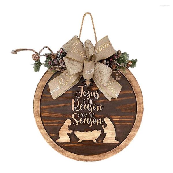 Decorazioni natalizie Jesus Is The Reason For Season Sign Holiday Yard Decorazione in legno Targhe per porte Ornamento frontale Y