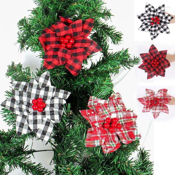 Decorazioni natalizie Fiori artificiali Centro scozzese Scelte floreali Decorazioni per ghirlande per alberi Regali di Natale fai-da-te Ornamento Navidad Accessori