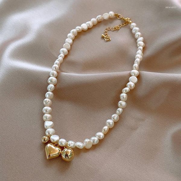 Ketten Romantische Liebe Herz Natürliche Barock Süßwasser Perle 14K Gold Gefüllt Weibliche Halskette Schmuck Für Frauen Hochzeit Geschenke