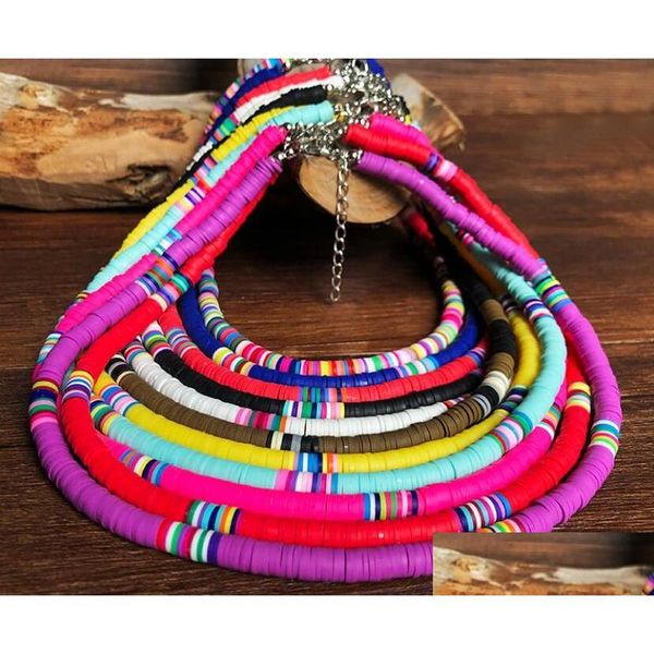 Chokers 6mm Colar de argila macia Colar de gargantilha Handmade colorf boho colars de praia feminino jóias de jóias de jóias pingentes DHC46