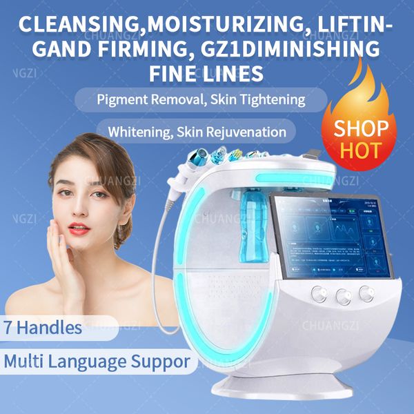 Многофункциональный 7 в 1 RF Ultrasonic Hydra Dermabrasion Aqua Scrubber Face Face Peeling Beauty Saupence