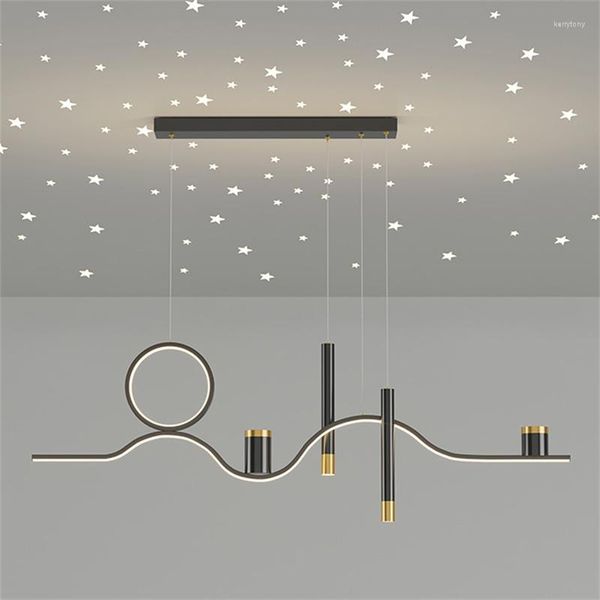 Chandeliers lideraram o lustre moderno minimalista longa sala de jantar lâmpada de suspensão de suspensão nórdica Criativa Romântica Star Pingente Pingente Home