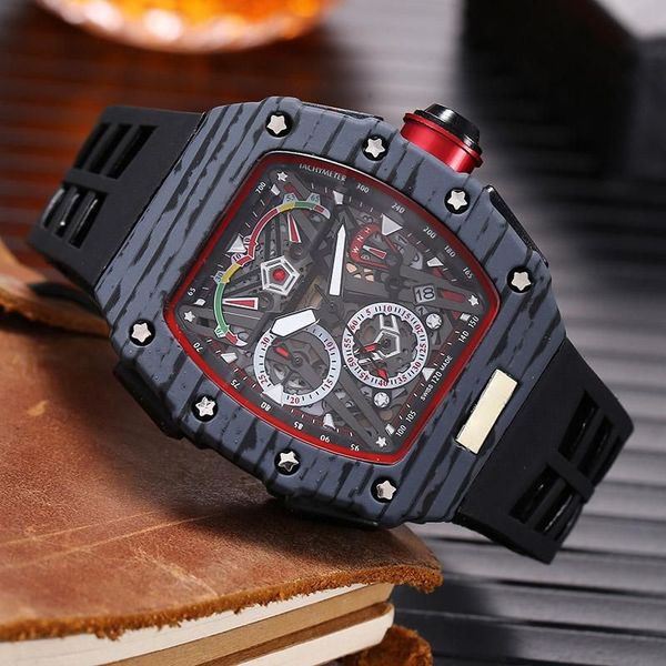 Дизайнерские часы резиновые ремешки роскошная мода All Dial Working Neal Steel Watch Case Quartz Sports Watch Высококачественные часы