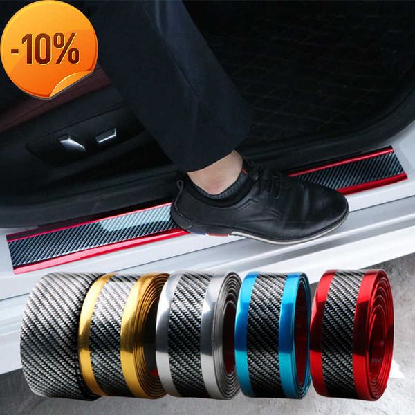 Neue 3/5 cm Breite Auto Aufkleber Anti Scratch Einstiegsleisten Schutz Gummi Streifen Carbon Faser Auto Schwelle Schutz stoßstange Film Aufkleber