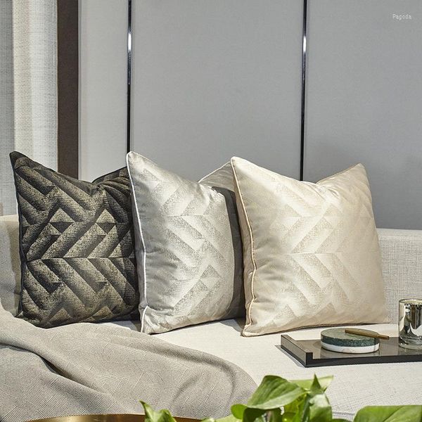 Yastık Geometri Katı Leke Kapağı Leopar Baskı İşlemeli Kalın Kahverengi Gri Ev Yatak Sandalyesi Çekim Dekor Yastık Kılıfı