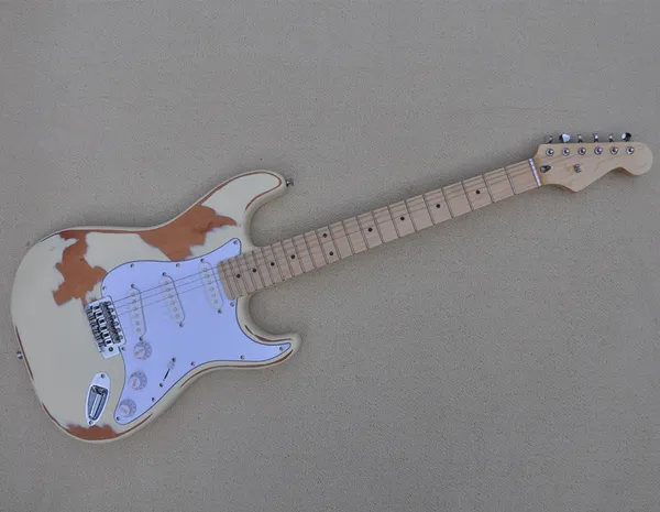 Krom donanımlı fabrika retro gövde elektro gitar, beyaz pickguard, logo/renk özelleştirme