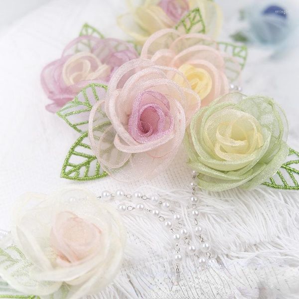 Flores decorativas 10pcs Chiffon Fabric Diy Flor Headwear Dress Decoration Home Hair Acessórios