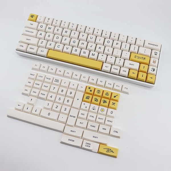 Teclados 137 key mel leite de mel -chaves pbt teclado keycap xda perfil sublimação leite leite branco teclado mecânico tampa g230525